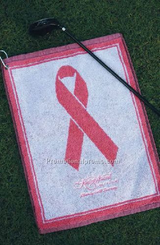 Pink Ribbon Jacquard Golf Towel