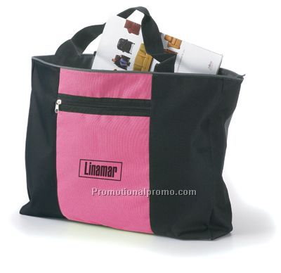 Retro Single Pocket Tote - Pink/Printed