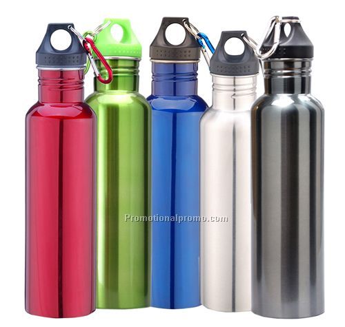 Stainless Steel Water Bottle w/Carabiner Smoke 26oz