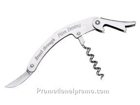 Stainless steel corkscrew/bottle opener