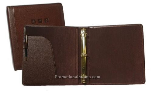Sterling Leather Executive Binder - 3/4" Capacity Round-Ring - Flap Pocket