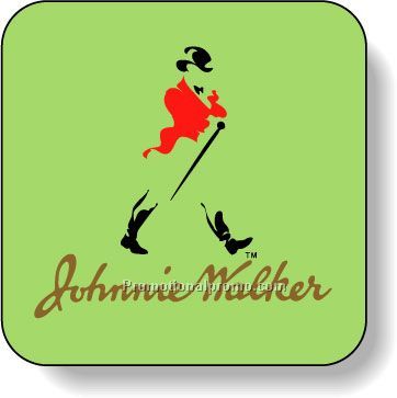 Stock Shape Fluorescent Green Roll Labels - Square with round corners