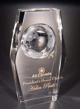 Stylized Beveled Award w/ Embossed Globe