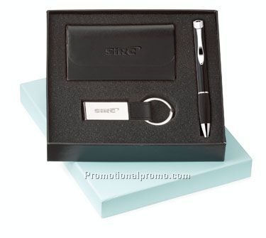 Tenor Ballpoint, Leather Card Holder & Key Ring Set - Colorplay