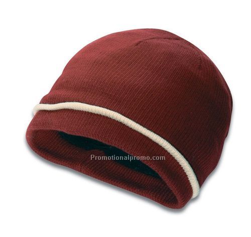 acrylic knit toque/color accent stripe