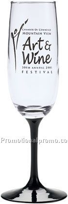 glassware - 6 oz black stem flute