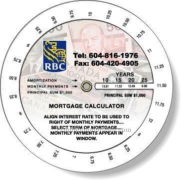 .015 Custom Imprinted White Gloss Vinyl Plastic Wheel Calculator / Mortgage Payment