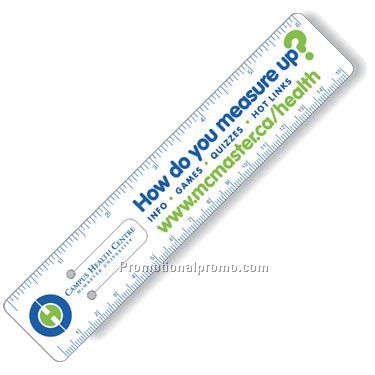 .015 White Gloss Vinyl 6" Punched Clip Ruler / Book Mark