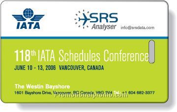 .020 White Gloss Vinyl Secure Luggage Tags39200/ with .010 clear window sealed on back & vinyl loop included