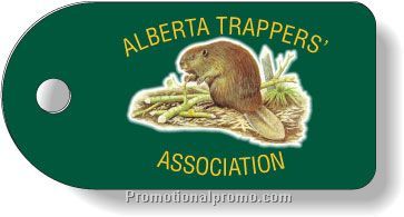 .030 White Plastic Key Tags with compressed lamination both sides / rectangle with round end