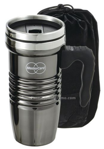 16 oz. Black Chrome Retro Travel Mug