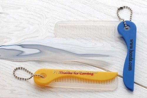 4-1/16" Folding Comb with Bead Key Chain