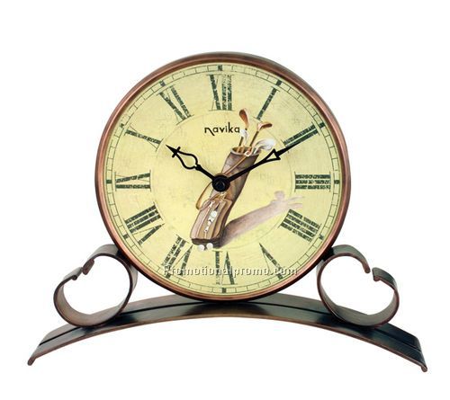 Antique finish desk clock