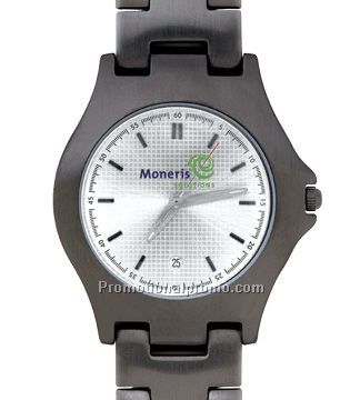 Black Ionic - gent's executive watch with silver tone face