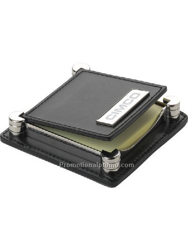 Brass & Leather Note Holder - Black/Silver