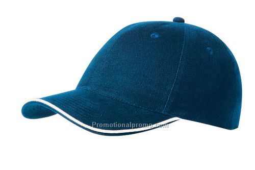 Brushed cotton twill cap/contrast color sandwich piping