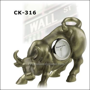 Charging bull desk clock