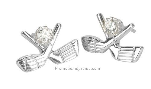 Crossed clubs with crystal earring