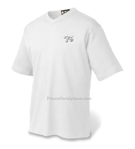 DROP NEEDLE RINGSPUN COMBED COTTON V-NECK SHORT SLEEVE