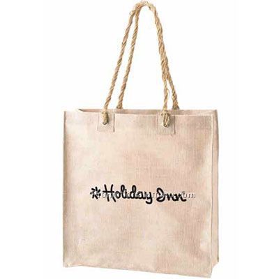 Eco-Friendly Tote with Rope Handle - Natural/Print