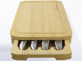 Gourmand oak cutting board & 4pcs knife set