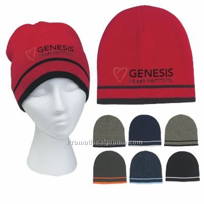 KNIT BEANIE WITH DOUBLE STRIPES