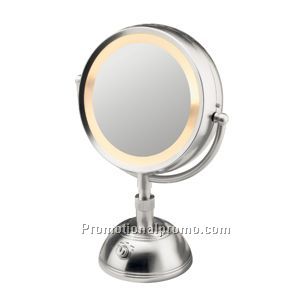 Lighted Satin Nickel Double Sided Mirror