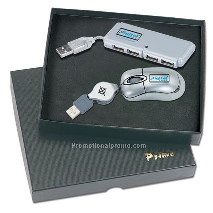 Mini USB Optical Mouse & 4-Port Hub