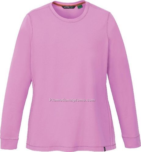 NEW LADIES' ORGANIC COTTON/SPANDEX JERSEY LONG SLEEVE CREW