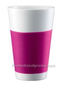 Porcelain Double Wall Cup, Large/Cooler, 0.35L / 11.8oz., Pink - Set of 2