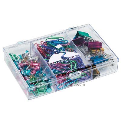 RECTANGULAR CLEAR CASE WITH METALLIC ITEMS