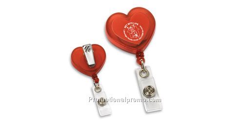 RED HEART RETRACTABLE BADGE HOLDER
