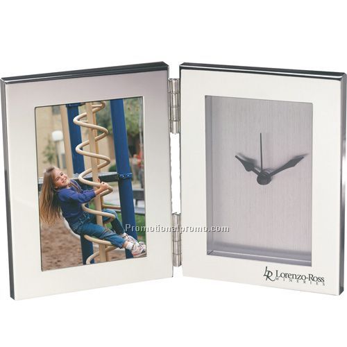 SILVER FRAME WITH CLOCK