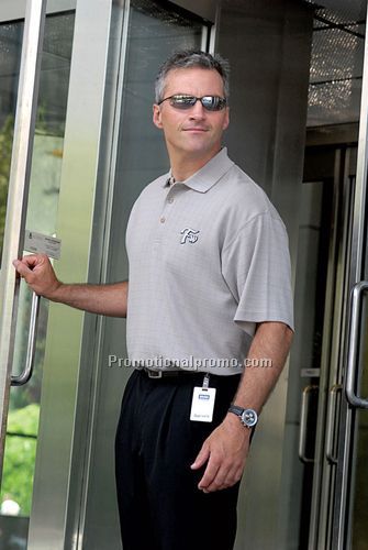 SQUARE PATTERN TEXTURED RINGSPUN COMBED COTTON POLO