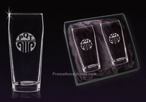 Set of pilsners in bellagio box - Deep Etched