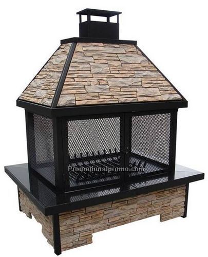 Stack Stone Charcoal Fireplace