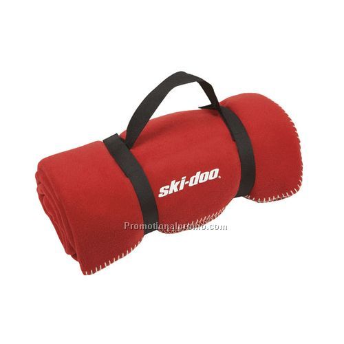 Stitched Fleece Blanket w/carry strap
