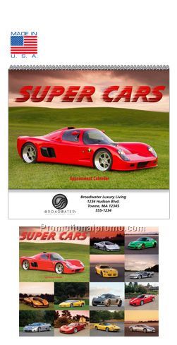 Super Cars Spiral Bound Wall Calendar