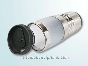 TRANSLUCENT PLASTIC TUMBLER WITH STAINLESS STEEL TRIMMINGS