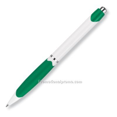 White Barrel Ball Pen/Green Trim