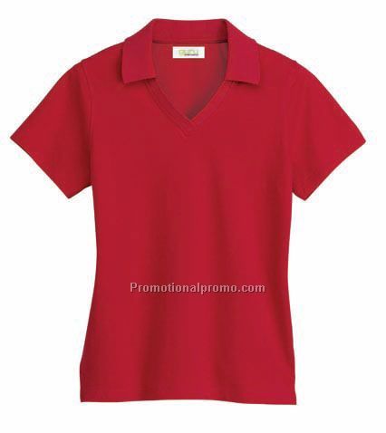 Women37491 V-Neck Cotton Pique Polo