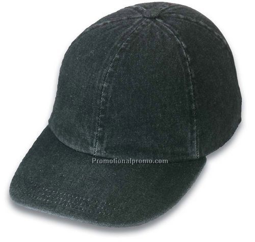 enzyme washed denim cap / leather strap
