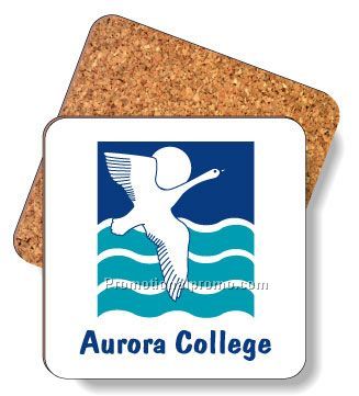 .067 Natural Cork & Frosted Plastic Premium Coasters / Square