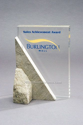 Award 5 x 7 x 1" Block w/ Stone Accent