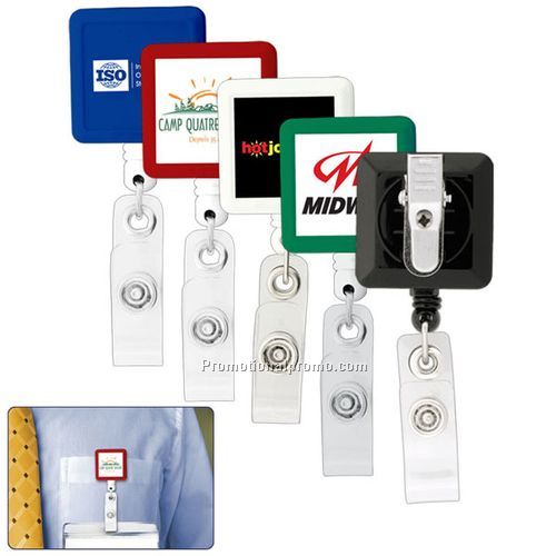 BioGreen Square Retractable Badge Holder 41020/B>