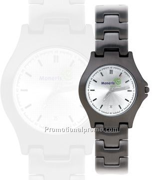 Black Ionic - ladies executive watch with silver tone face
