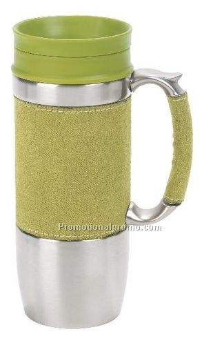 Boardroom Travel Mug,Stainless Steel and Faux Suede, Avocado, 16oz