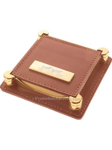 Brass & Leather Note Holder - Black/Silver - Brown/Gold