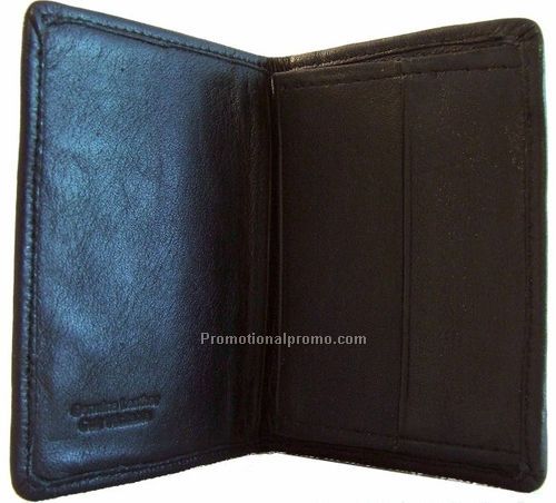 Business & Credit Card Holder with gussetted pocket / Lambskin Napa / Black