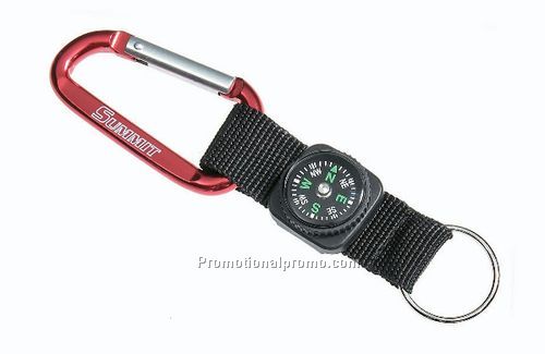 Carabiner with Key Ring - Red